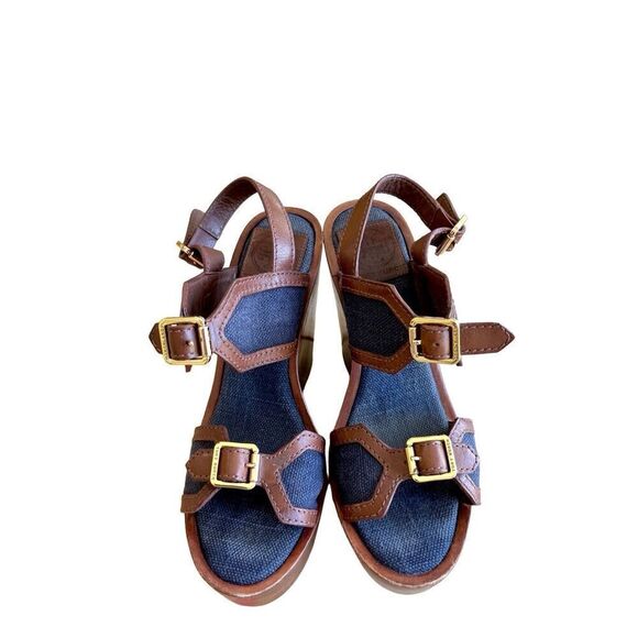 Tory Burch Florian High Wedge Sandal Size 7 - Picture 4 of 15